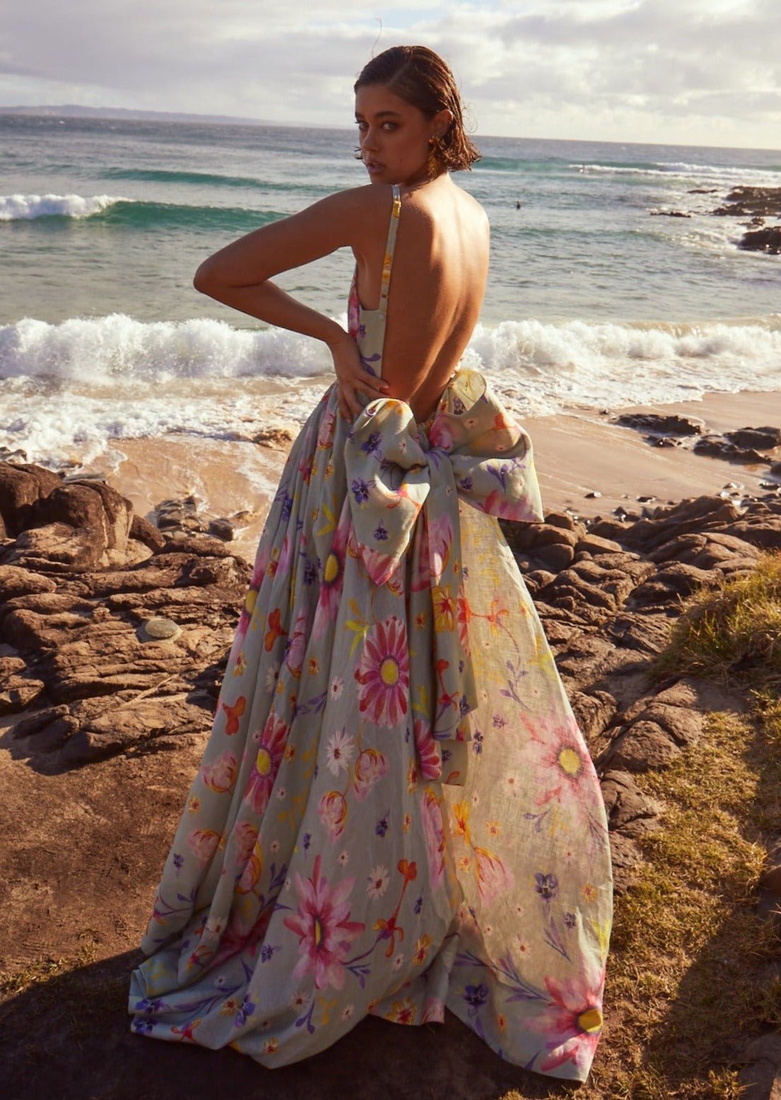 floral linen gown