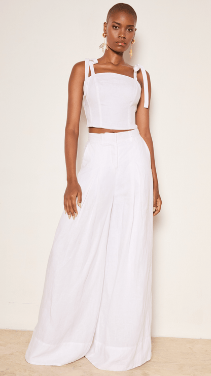 
Pleated High Waisted Linen Trousers
