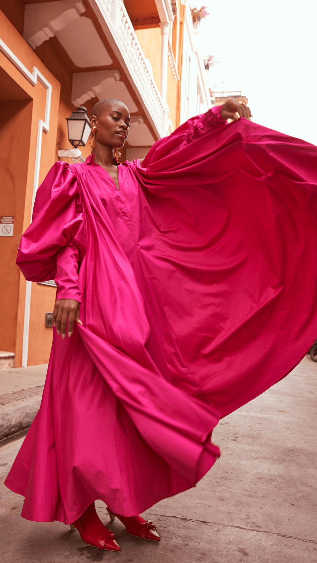 Trapeze Cotton Poplin Gown In Orchid Pink