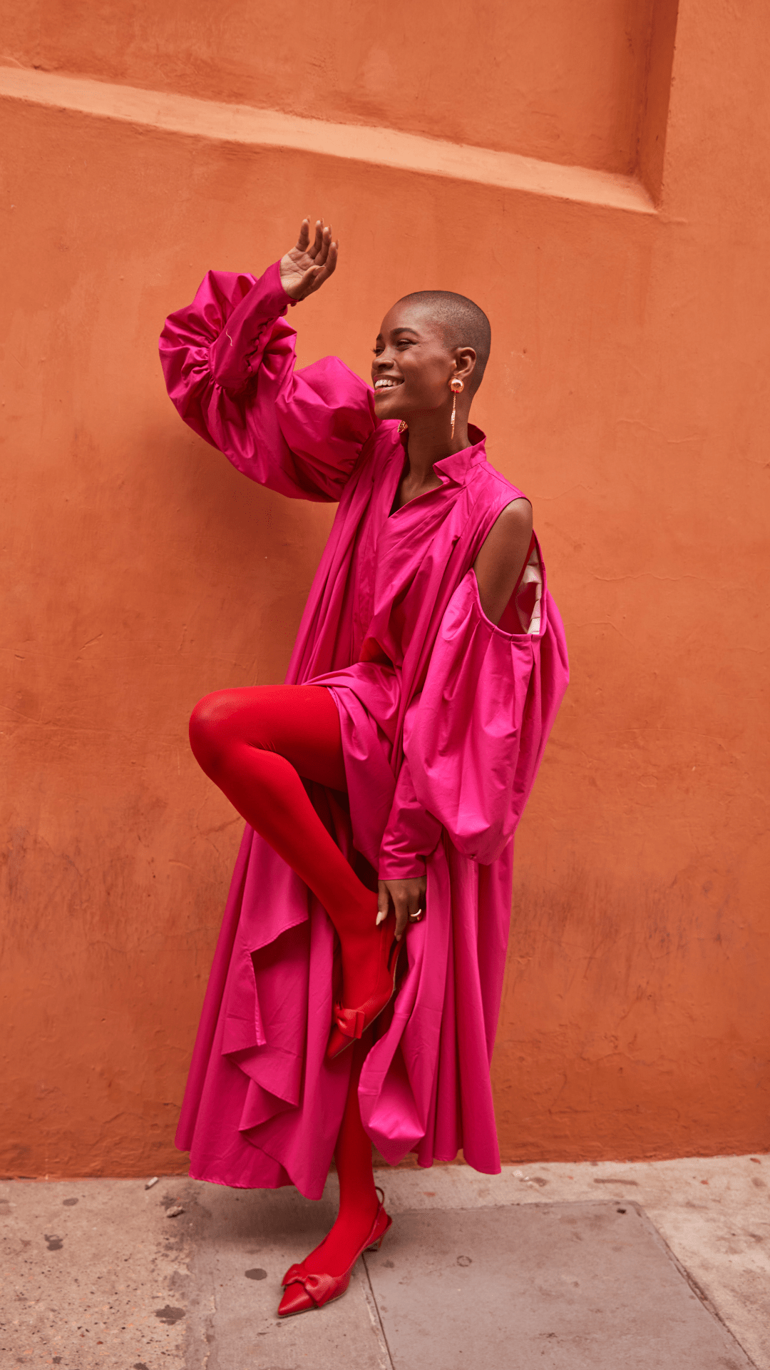 Trapeze Cotton Poplin Gown In Orchid Pink