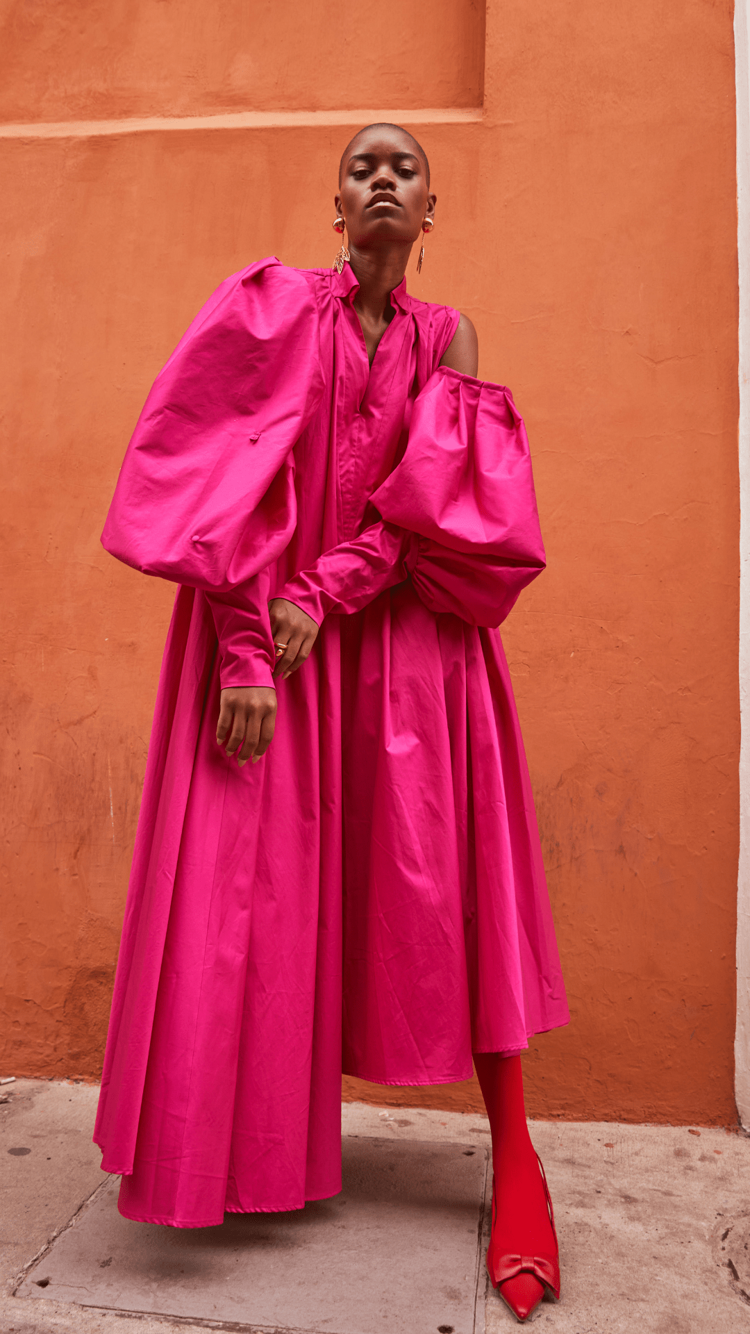 Trapeze Cotton Poplin Gown In Orchid Pink