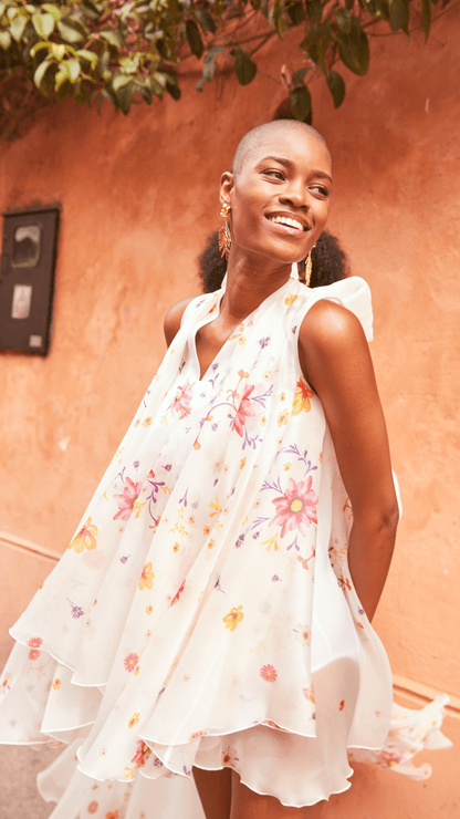 Bow Flora Silk Organza Top