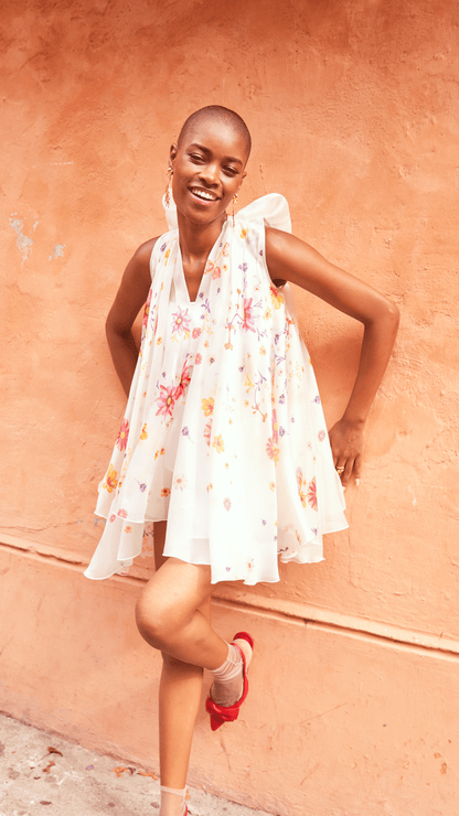 Bow Flora Silk Organza Top