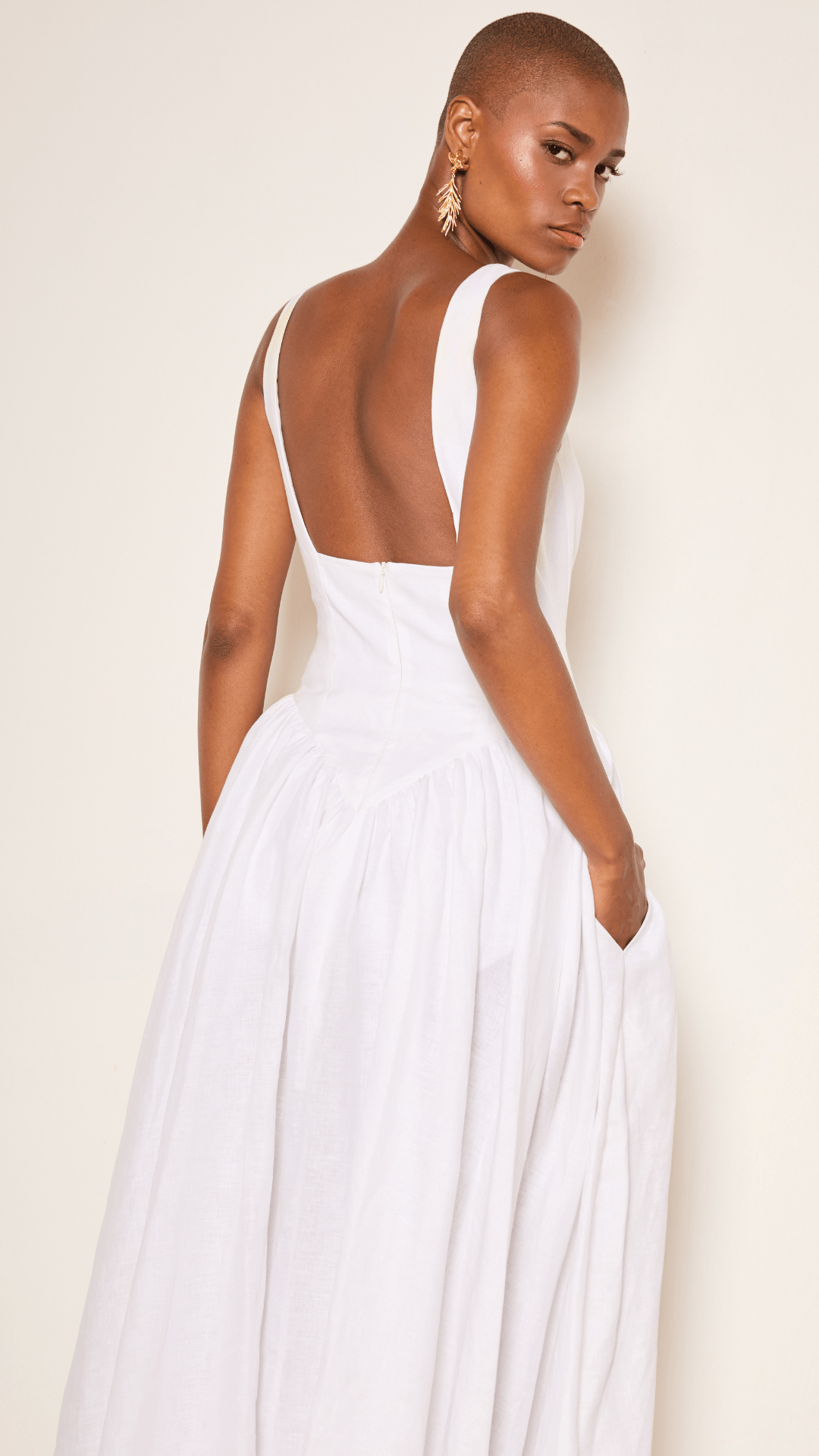 
Basque Cotton Midi Dress