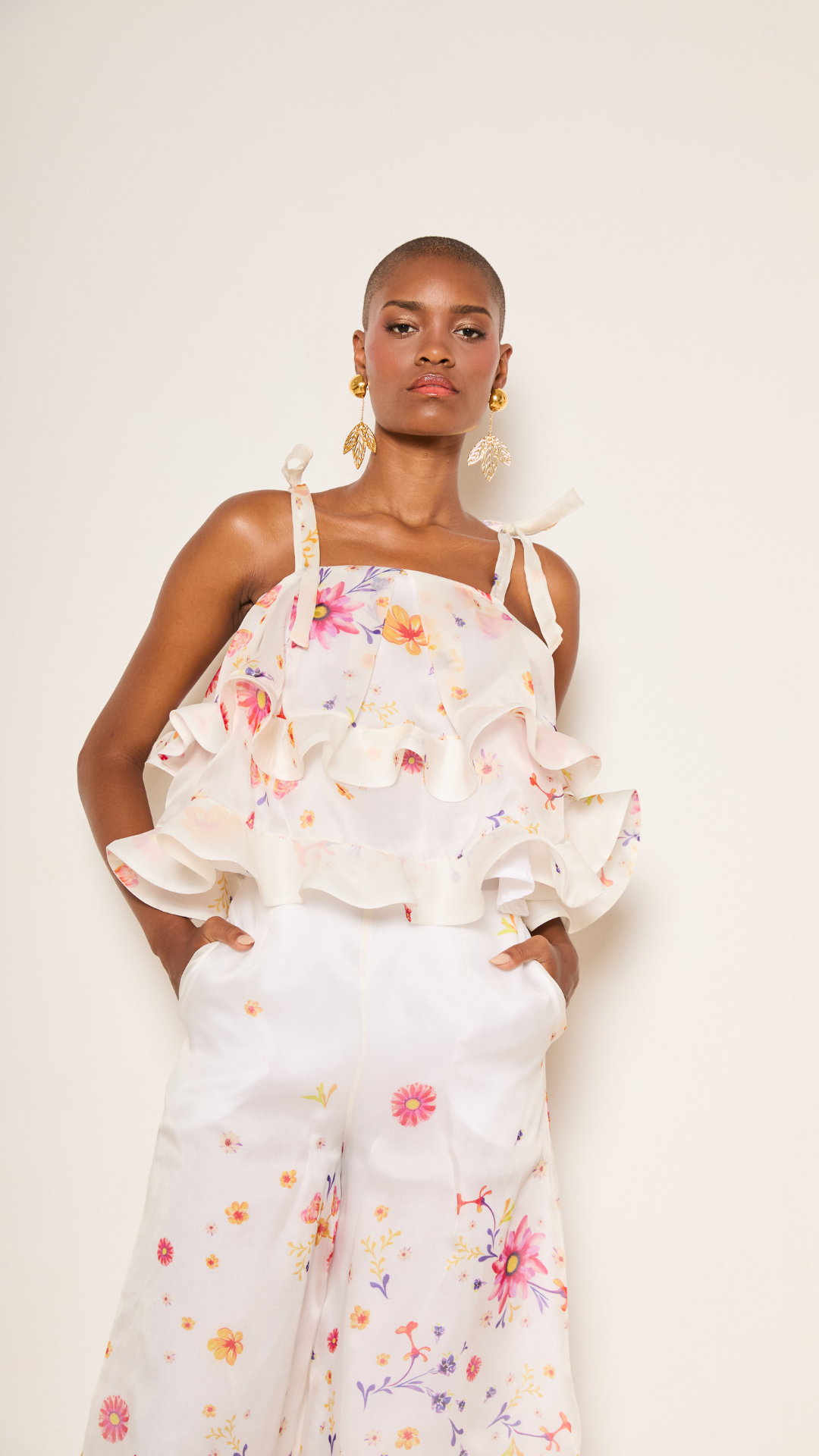 Margot Top Ivory Bloom Silk Organza