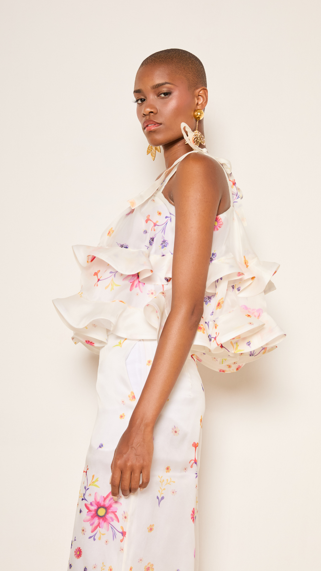 Margot Top Ivory Bloom Silk Organza