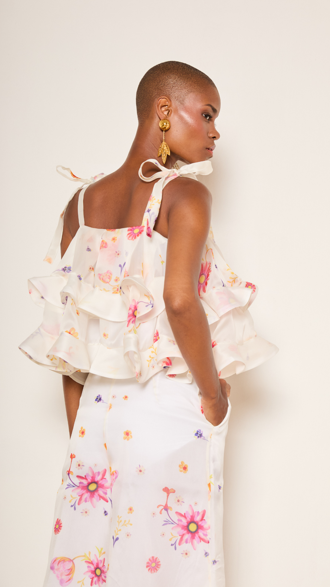 Margot Top Ivory Bloom Silk Organza