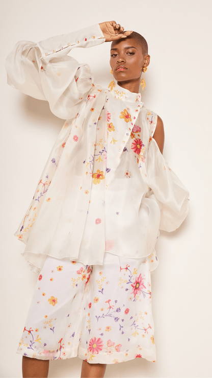 Bow Flora Silk Organza Top