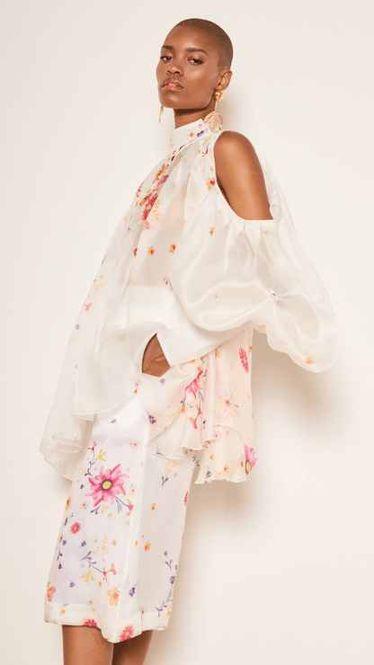 Bow Flora Silk Organza Top
