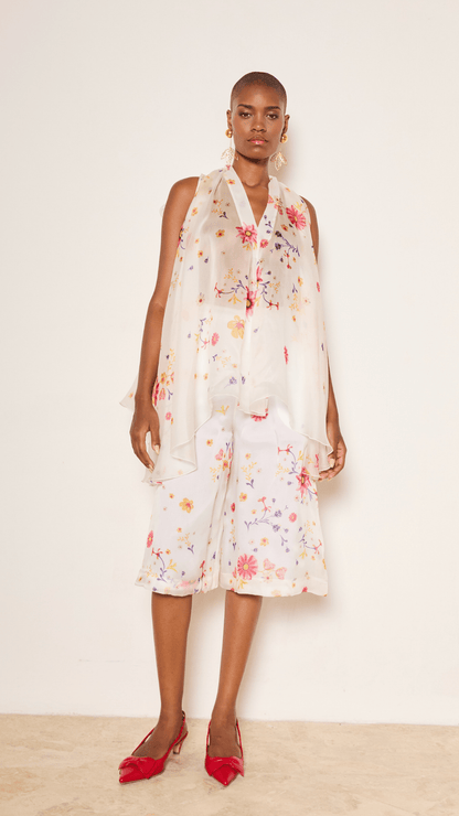 Bow Flora Silk Organza Top