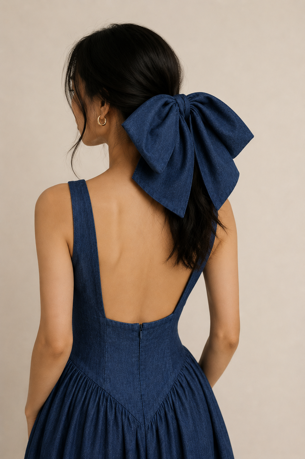 Belle Denim Bow Hair Pin