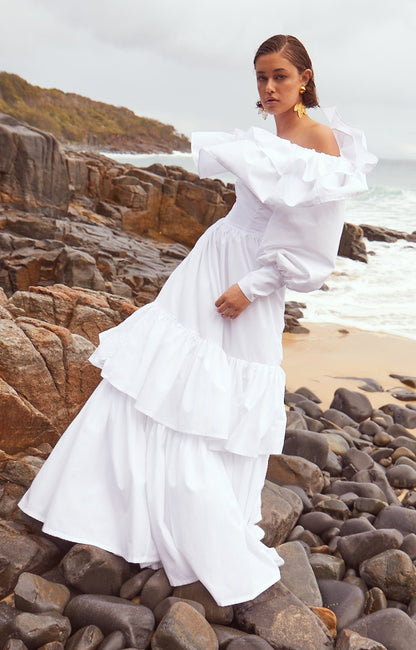 Ruffle Cotton Poplin Dress