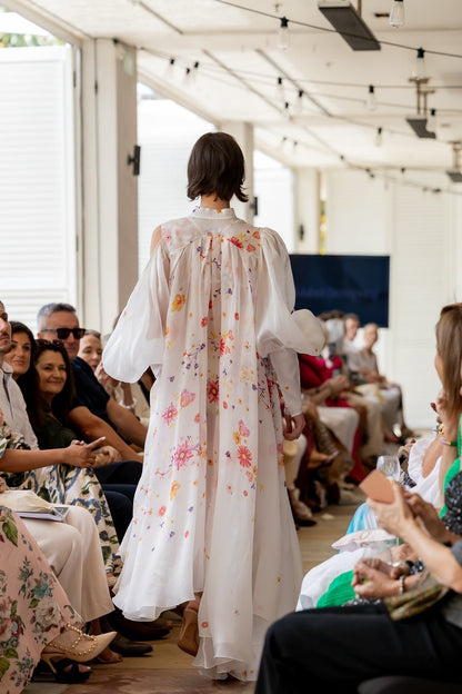 
Flora Trapeze Silk Organza Gown In Ivory Bloom