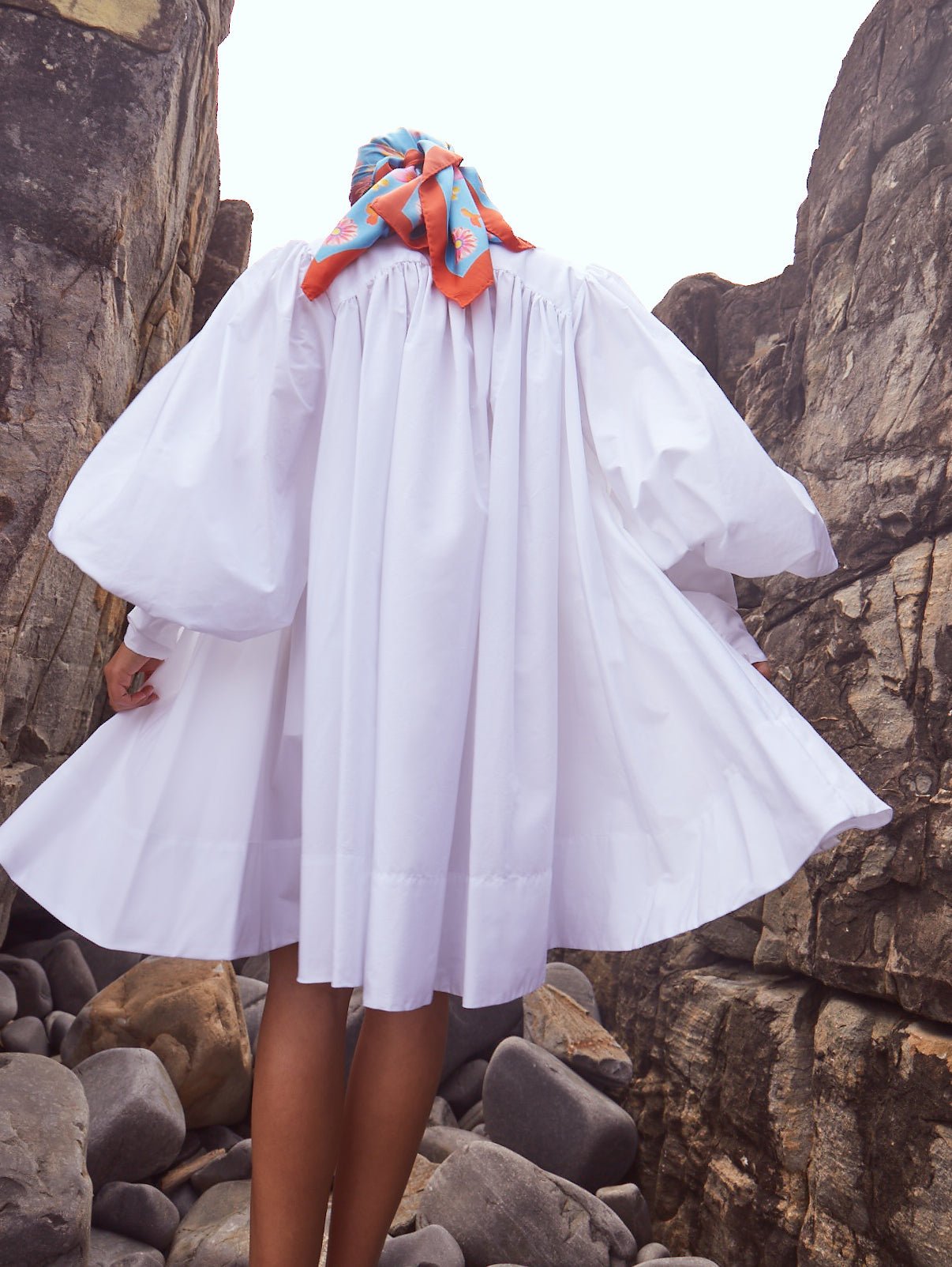 puff sleeve shirt dress The Sundown Shirt Dress in Off-White Bird Eyelet Cotton