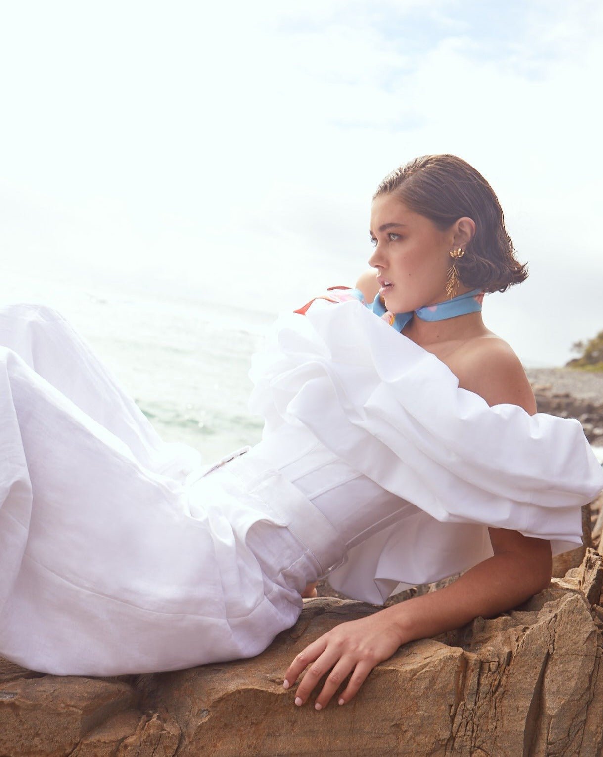 Ruffle Crop Top In Daisy White