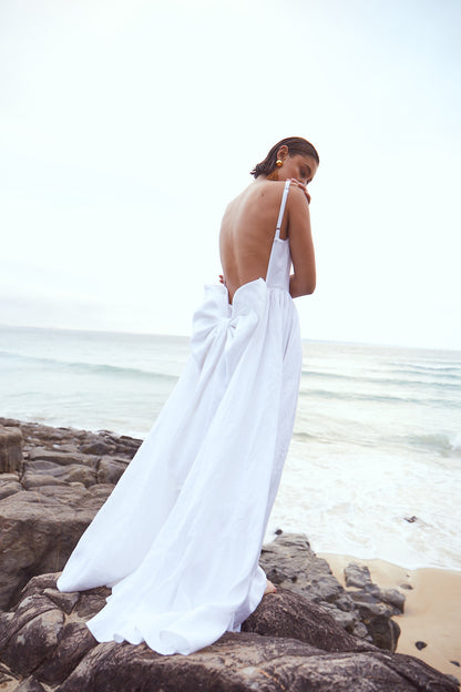 Kiara Gown Daisy White Linen